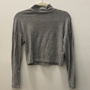 Topshop Gray Ribbed Turtleneck Sweater